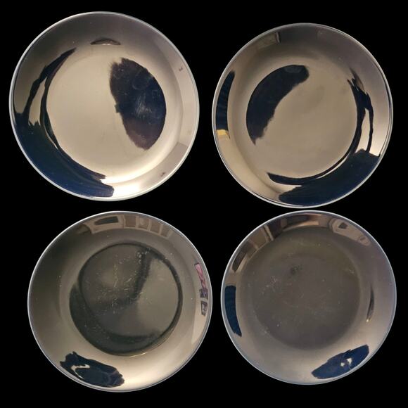 Set of 4 Vintage Blue Ceramic Plates 7.5" Glossy Finish Modern Minimalist - Picture 4 of 5